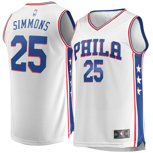 Maillot nba Philadelphia 76ers Association Edition Homme Ben Simmons 25 Blanc